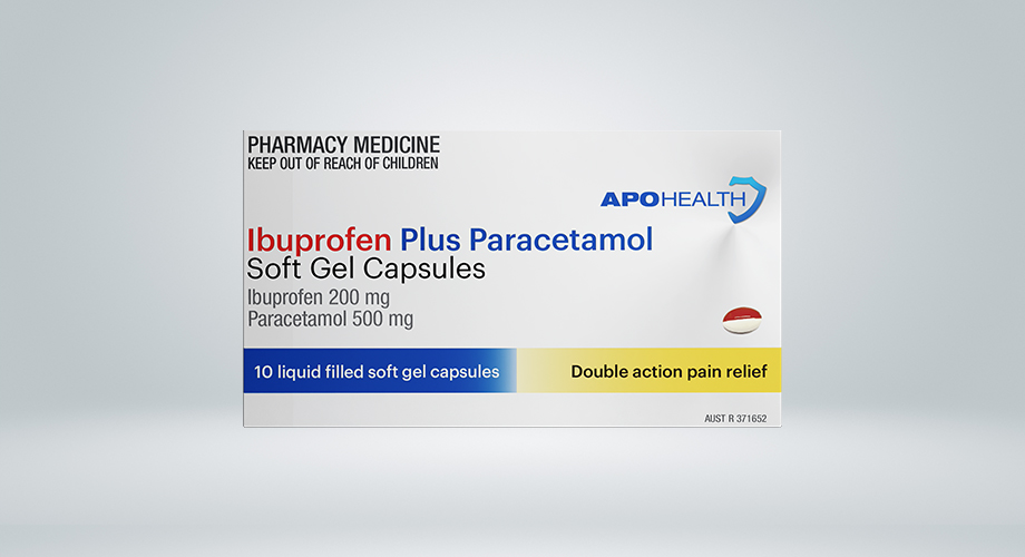 APOHEALTH Ibuprofen Plus Paracetamol 200mg/500mg 10 Soft Gel Capsules