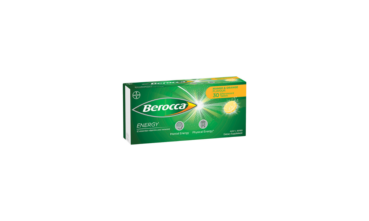 Berocca Energy Mango & Orange Flavour 30 Effervescent Tablets