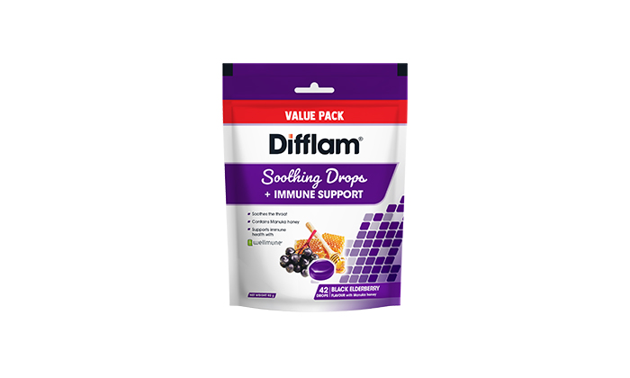 Difflam Soothing Drops + Immune Support Black Elderberry 42pk