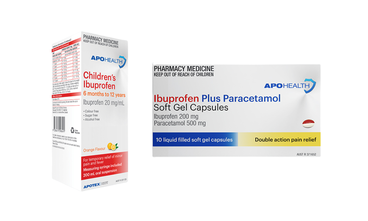 ApoHealth paracetamol or ibuprofen for adults or children