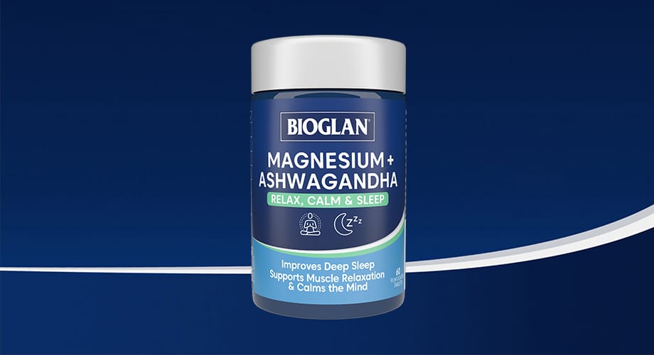 Bioglan Magnesium + Ashwagandha Relax, Calm & Sleep 60 Capsules