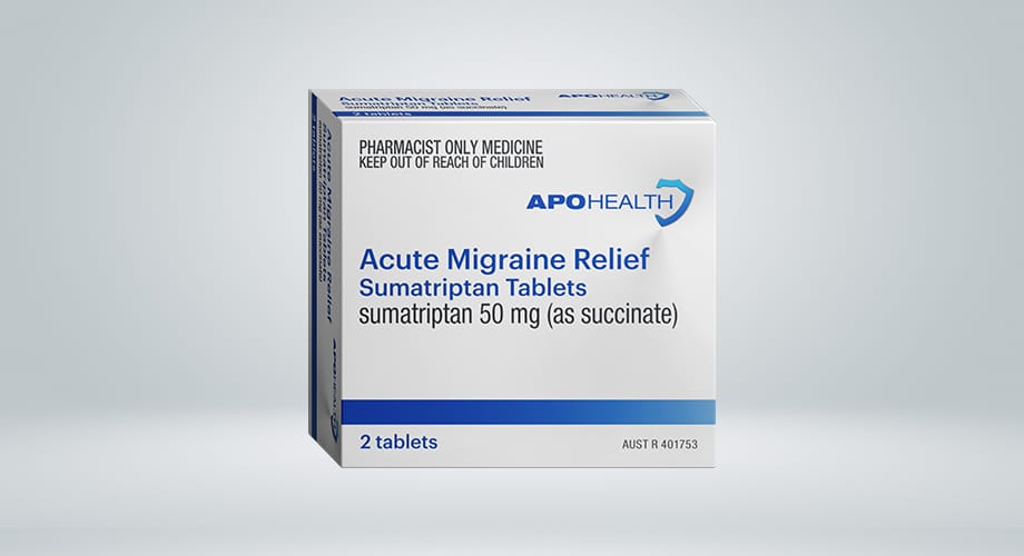 APOHEALTH Acute Migraine Relief Sumatriptan 50mg 2 Tablets (S3)
