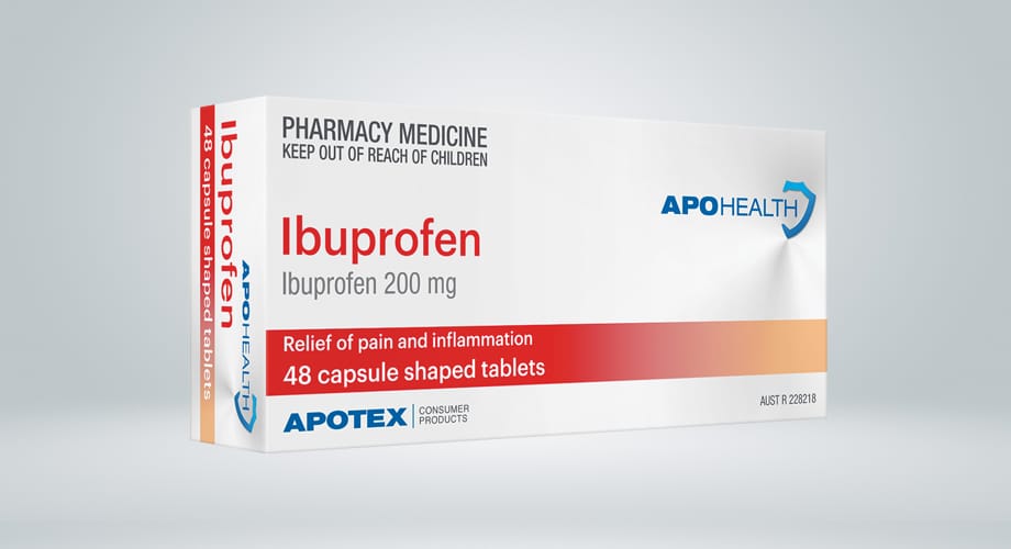APOHEALTH Ibuprofen 200mg 48 Capsule Shaped Tablets