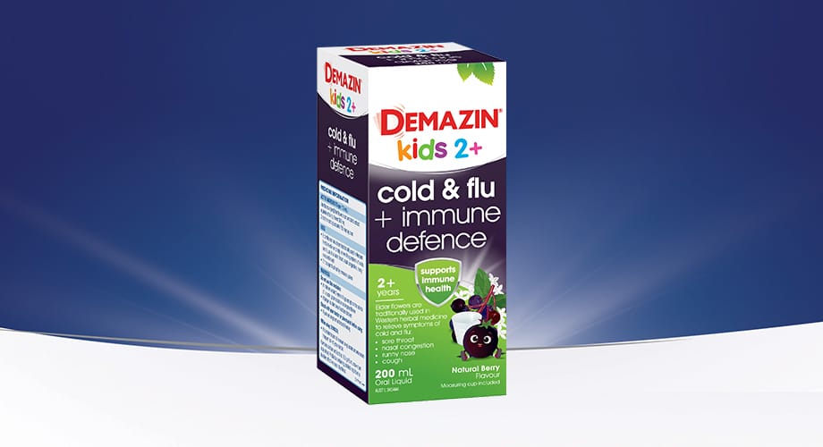 Demazin Kids 2+ Cold & Flu + Immune Defence Natural Berry Flavour 200mL
