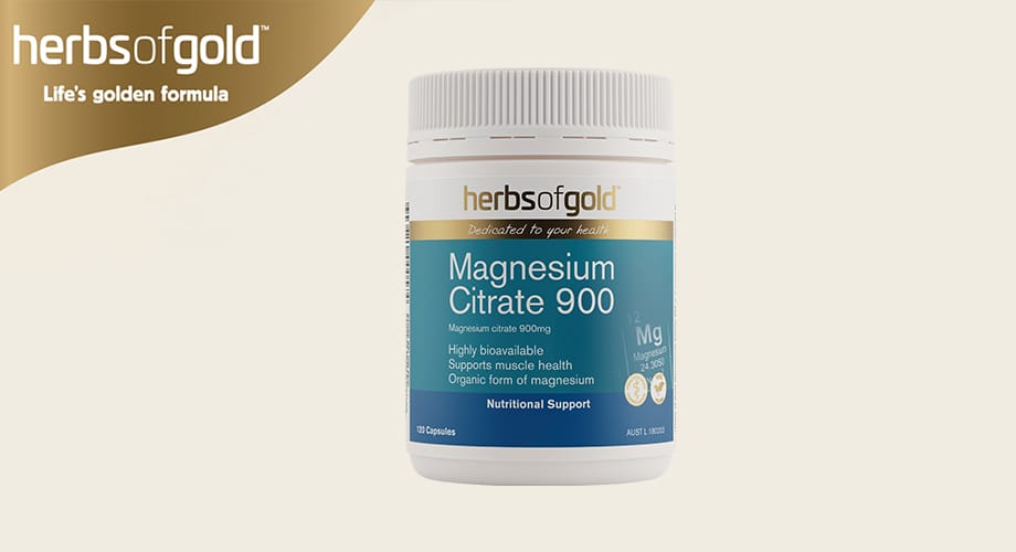 Herbs of Gold Magnesium Citrate 900 120 Vege Capsules