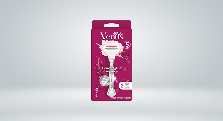 Gillette Venus Comfortglide Sugarberry Razor with Olay Moisture Bars + 1 Handle + 2 Refill Blade