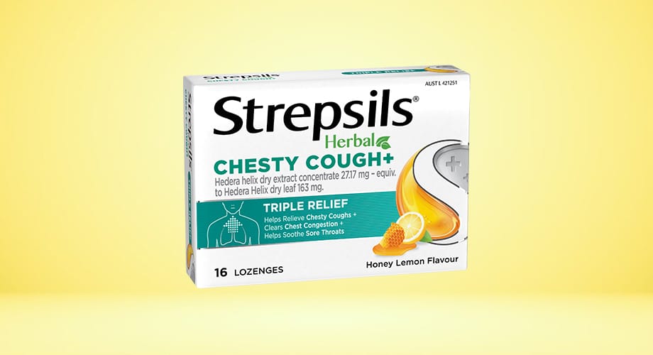 Strepsils Herbal Chesty Cough+ Honey Lemon 16pk