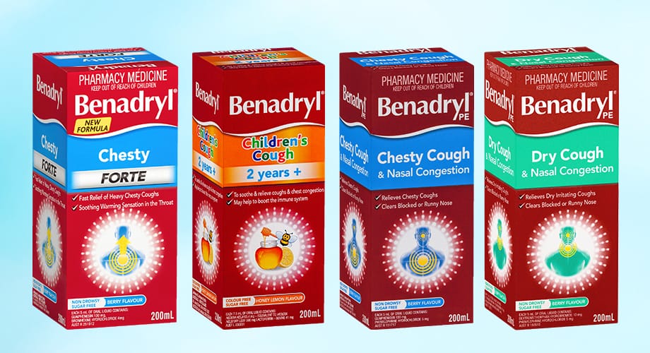 Benadryl Cough Liquid 200mL Selected Range