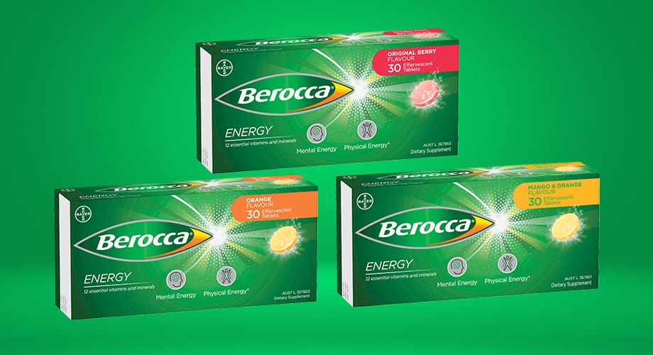 Berocca Energy 30 Effervescent Tablets Range