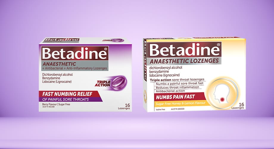 Betadine Anaesthetic Berry or Honey and Lemon 16 Lozenges Range