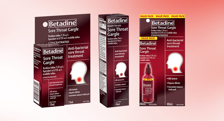 Betadine Sore Throat Gargle Range