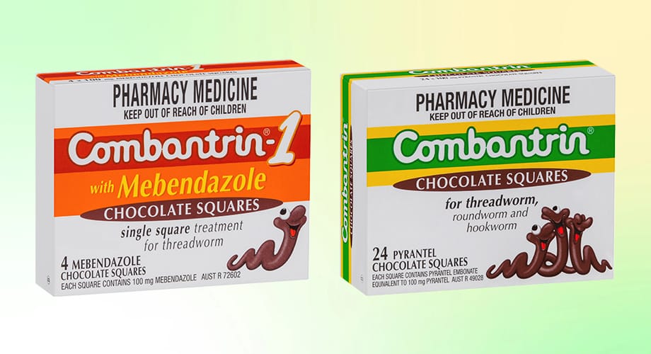 Combantrin-1 Chocolate Square 100mg 4 or 24pk
