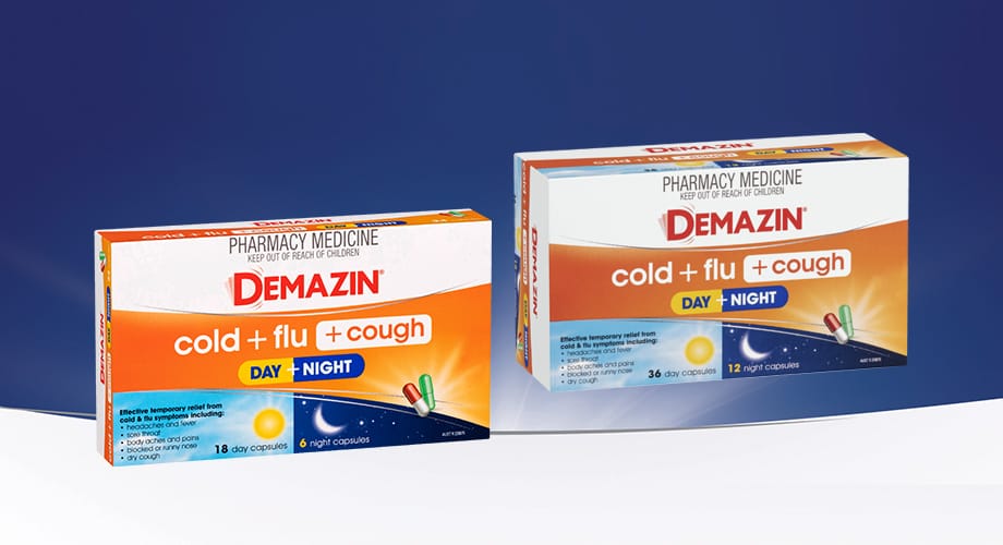 Demazin Cold + Flu + Cough Day & Night 24 or 48 Capsules