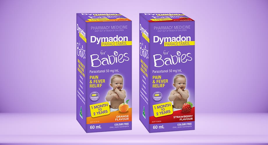 Dymadin Paracetamol For Babies 1 month- 2 Years Orange or Strawberry 60mL