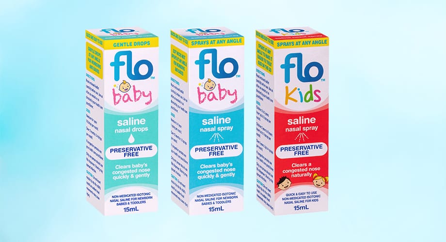 Flo Baby or Kids Saline Nasal Drops or Spray Range