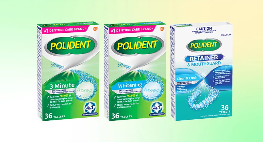 Polident Cleanser Range (Denture, Whitening, Retainer & Mouthguard)