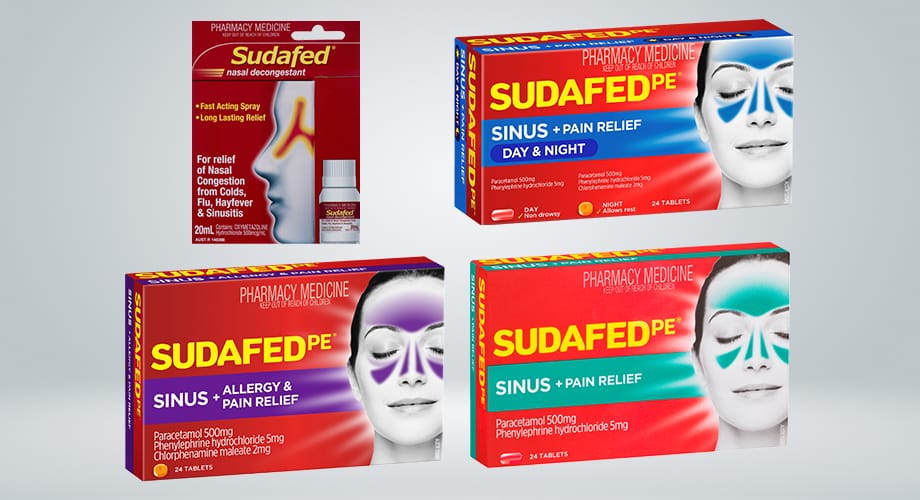 Sudafed Nasal Decongestant or PE Sinus Relief Selected Range