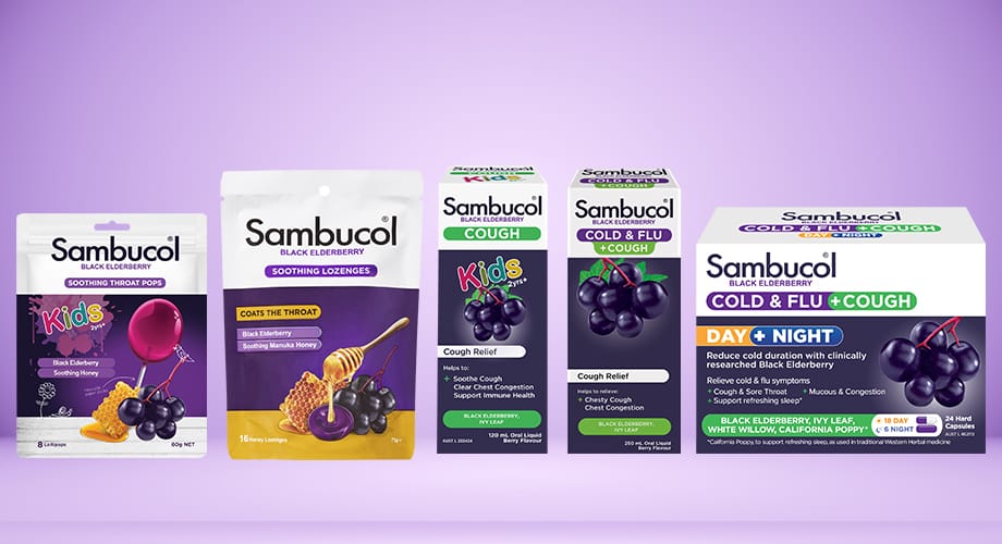 Sambucol Cold, Flu & Cough Relief Range