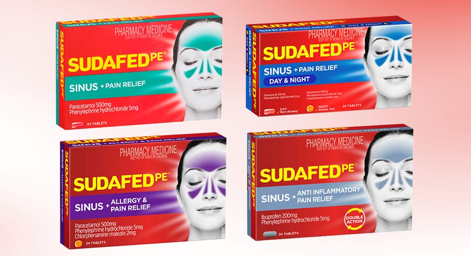 Sudafed Sinus Relief 24 Tablets Range