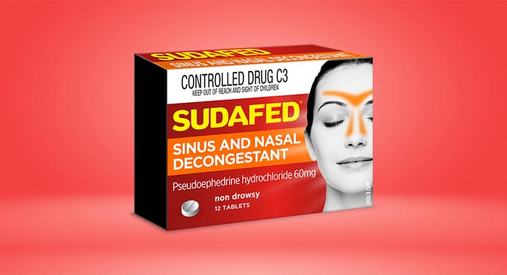 SUDAFED Sinus & Nasal Decongestant 12 Tablets (S3)