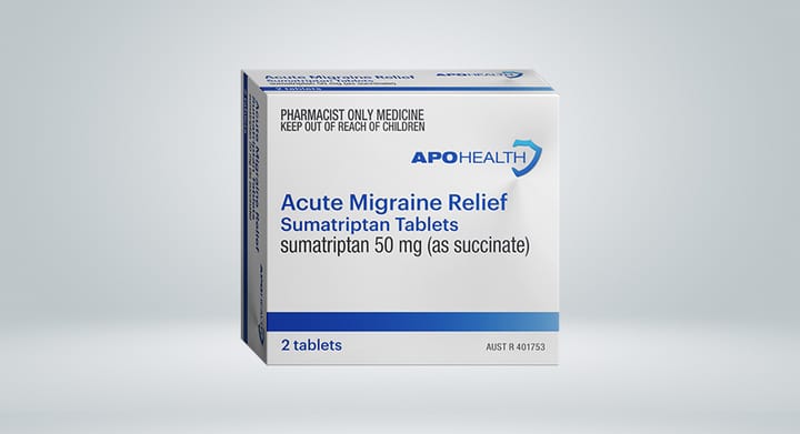 APOHEALTH Acute Migraine Relief Sumatriptan 50mg 2 Tablets (S3)