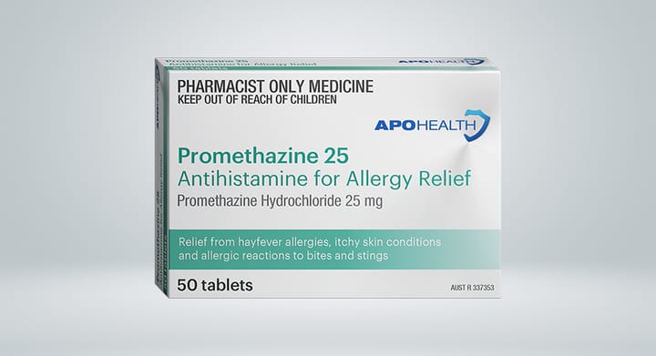 APOHEALTH Promethazine 25mg Antihistamine for Allergy Relief 50 Tablet