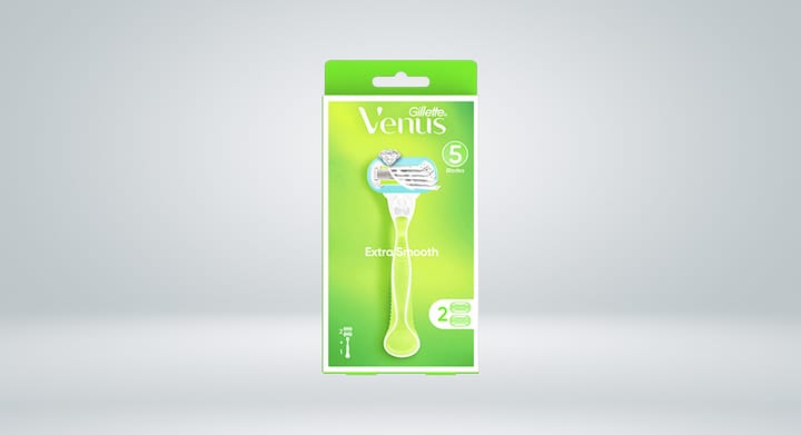 Gillette Venus Extra Smooth Razor 1 Handle & 2 Refill Blades