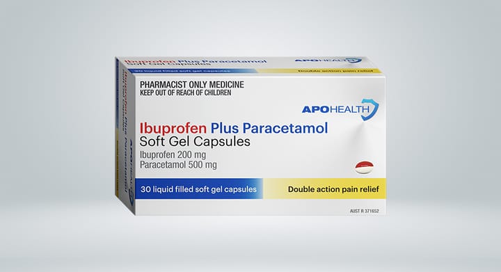 APOHEALTH Ibuprofen Plus Paracetamol 200mg 30 Soft Gel Capsules (S3)