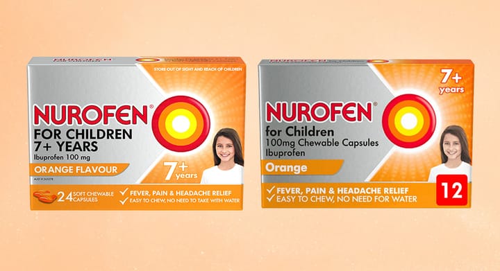 Nurofen For Children 7+ Orange Chewable Capsules Range