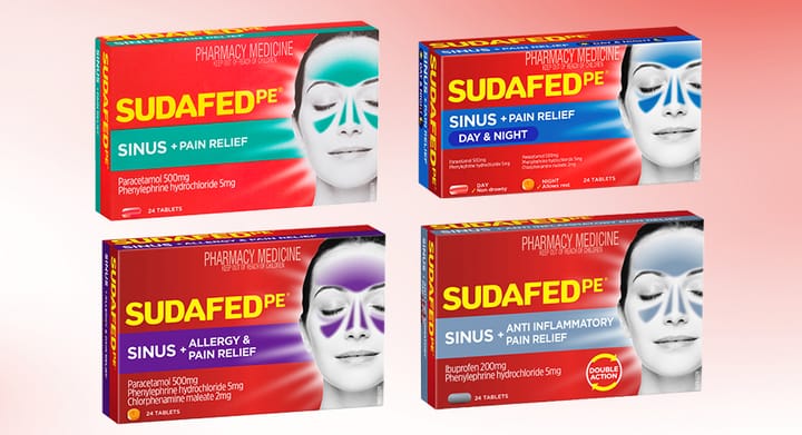 Sudafed Sinus Relief 24 Tablets Range