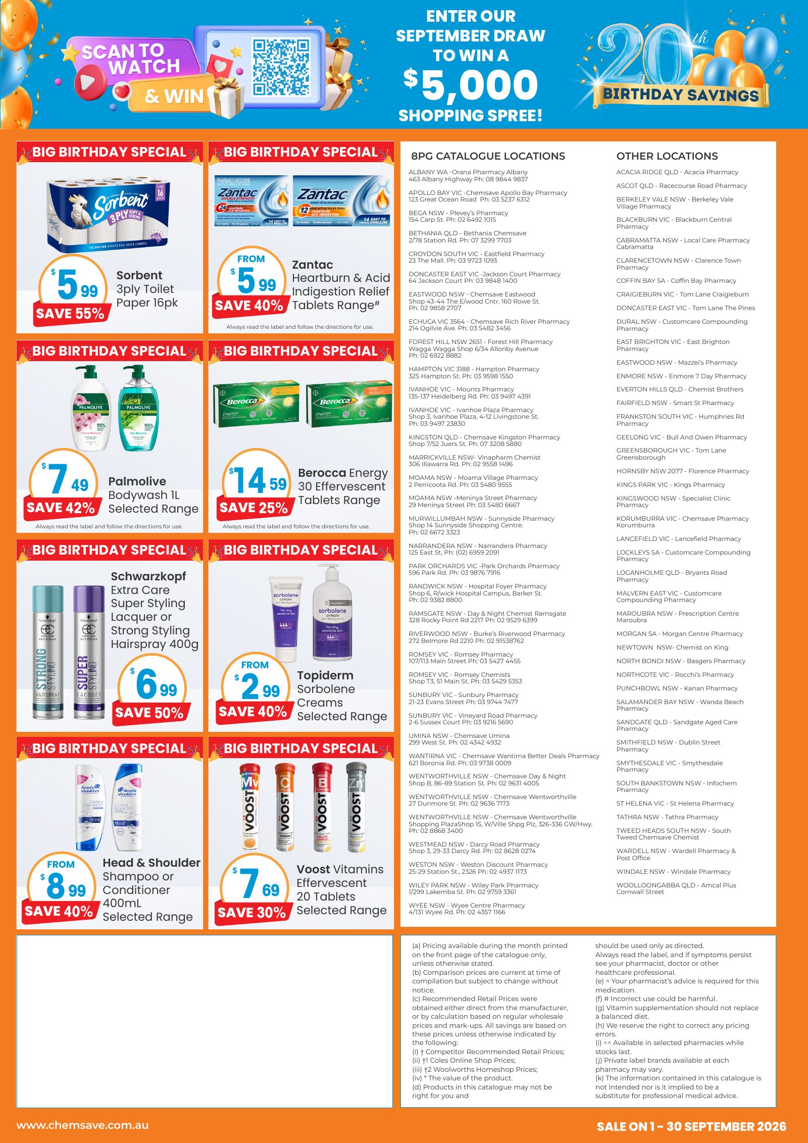 Chemsave September 2026 catalogue — back page