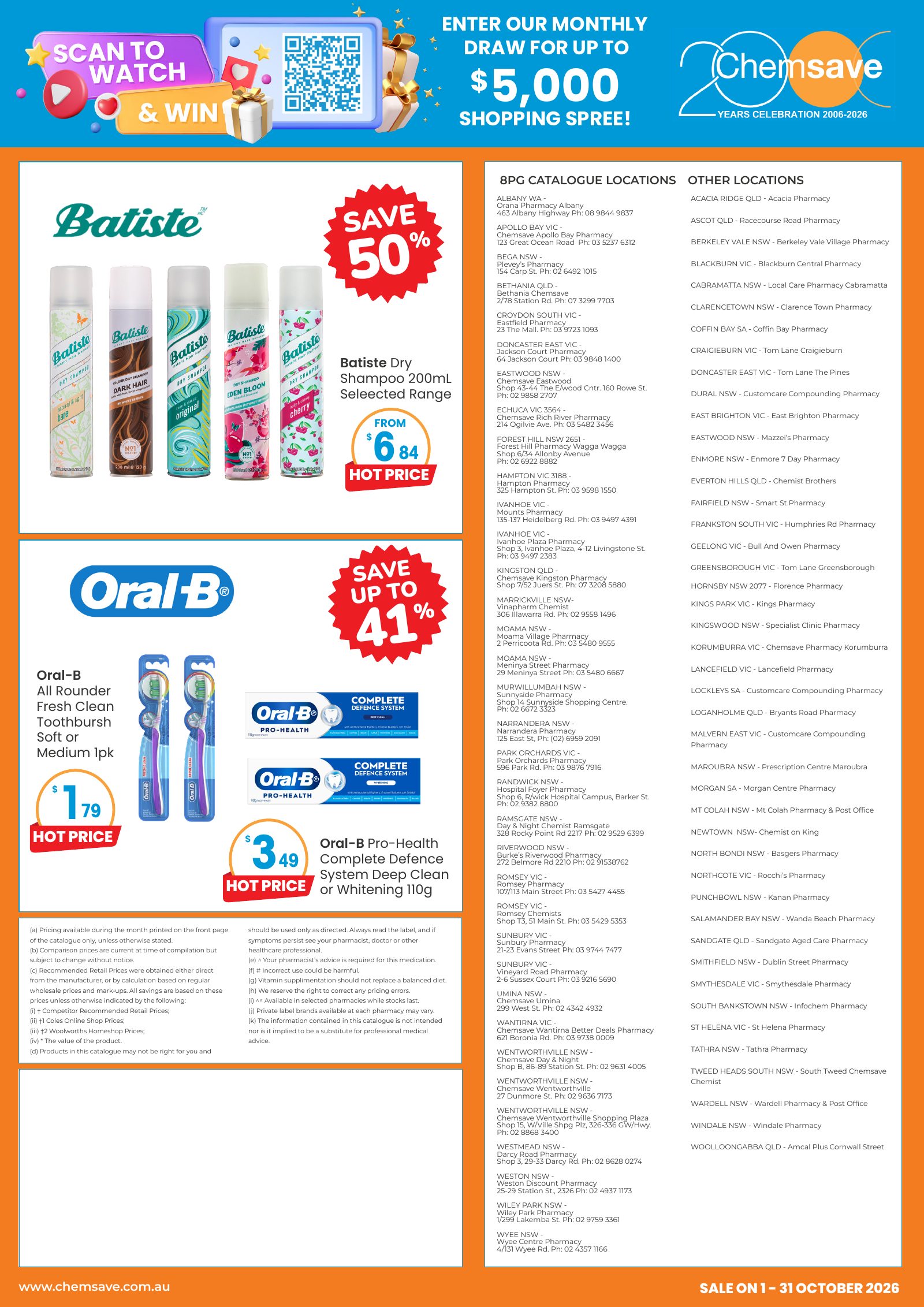 Chemsave October 2026 catalogue — back page